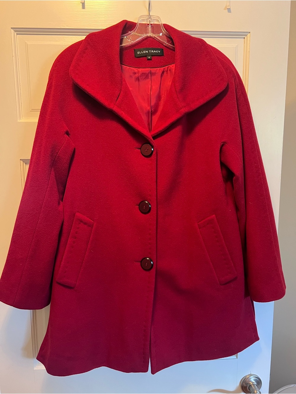 Ellen Tracy Red Wool Coat
